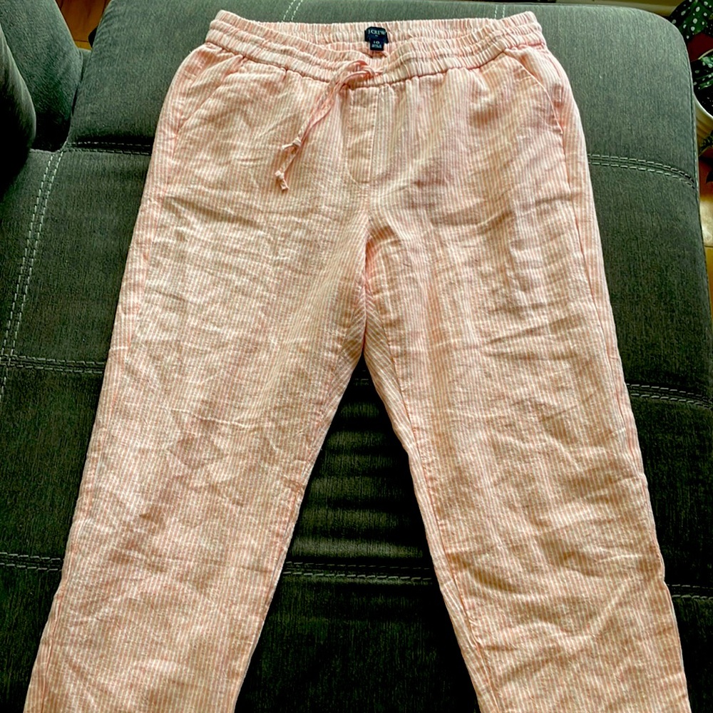 PERFECT- Pink striped J Crew Linen Pants